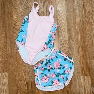 One Piece Swimsuit With Coverup Shorts